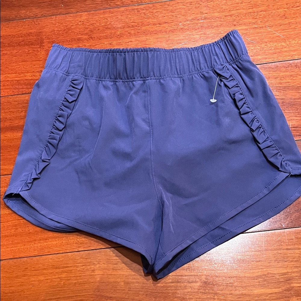 Yogalicious Navy Athletic Shorts with Ruffle Detail new